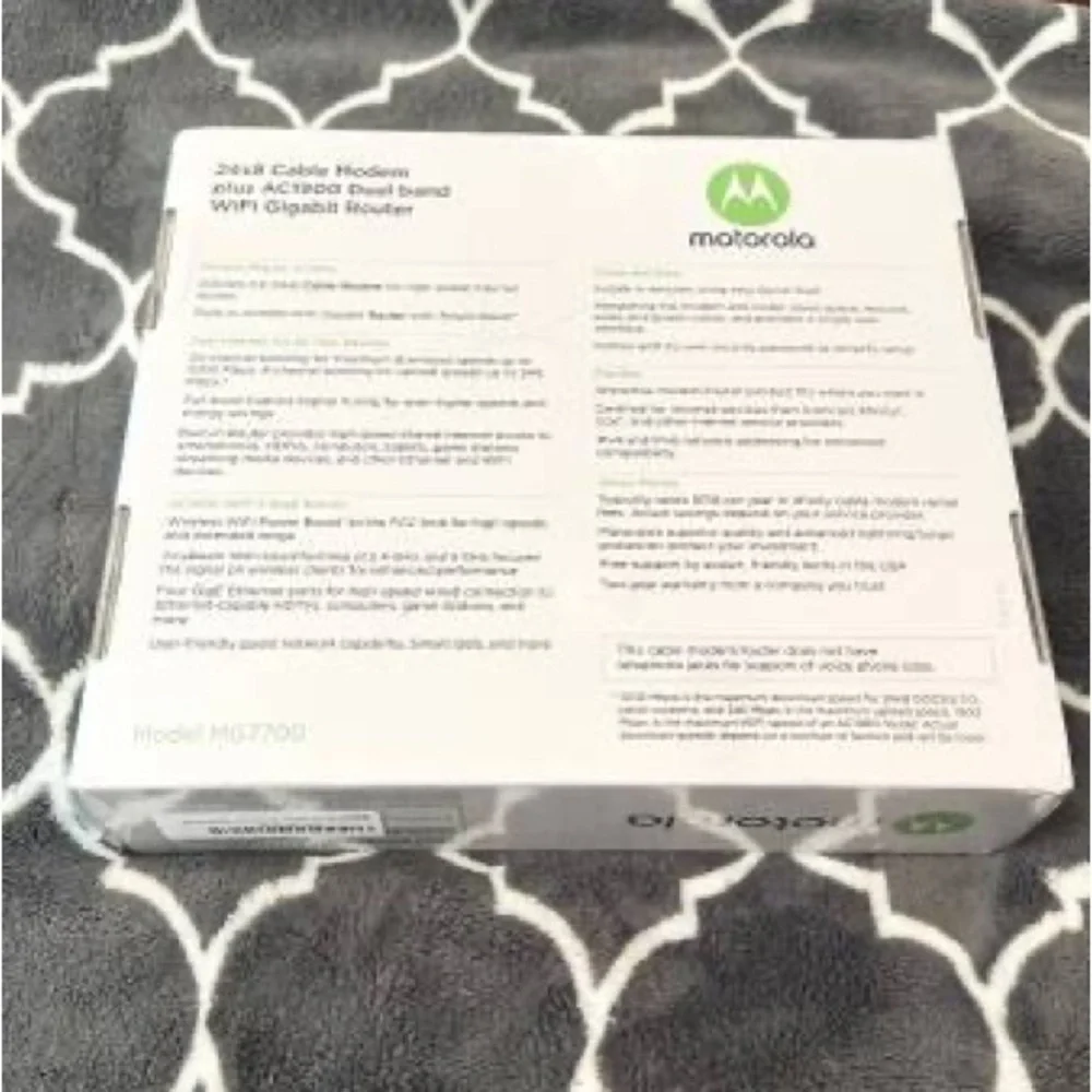 New Motorola MG7700 Modem WiFi Router Combo with Power Boost. Sealed in its box